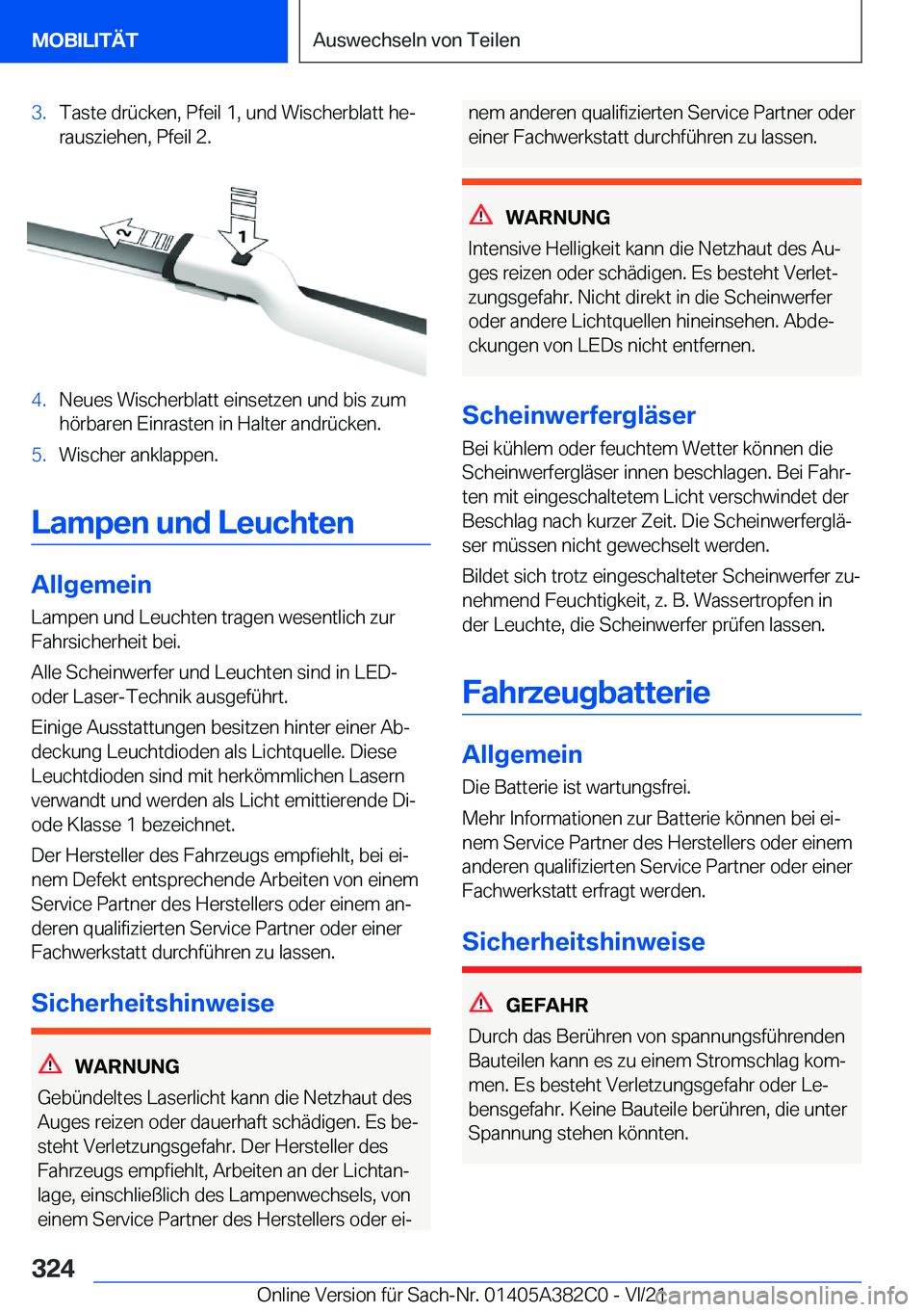 BMW Z4 2022  Betriebsanleitungen (in German) �3�.�T�a�s�t�e��d�r�