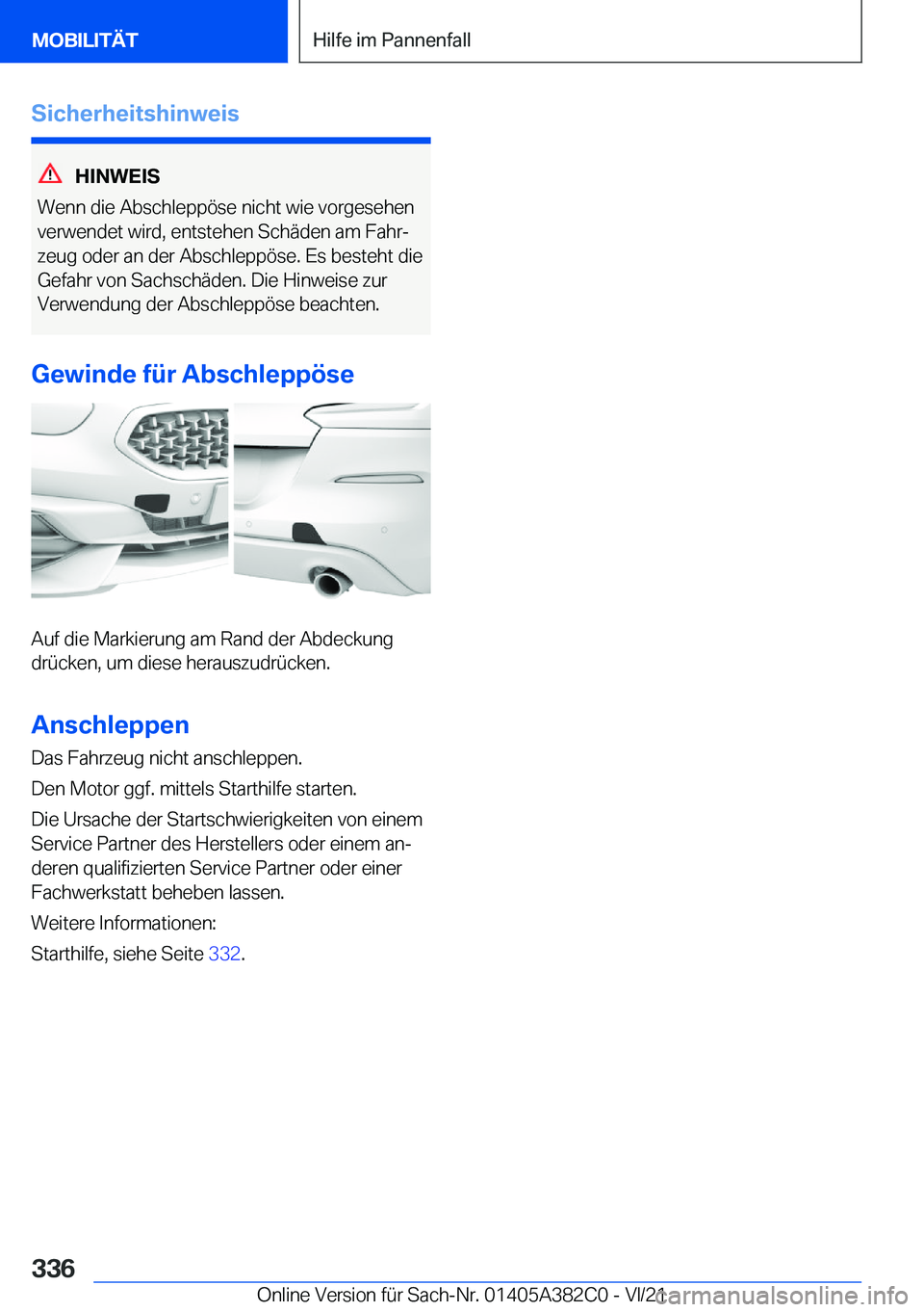 BMW Z4 2022  Betriebsanleitungen (in German) �S�i�c�h�e�r�h�e�i�t�s�h�i�n�w�e�i�s
�H�I�N�W�E�I�S
�W�e�n�n��d�i�e��A�b�s�c�h�l�e�p�p�