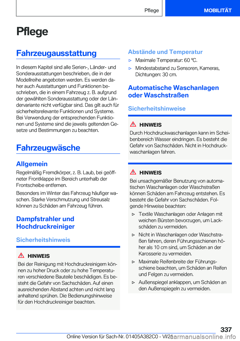 BMW Z4 2022  Betriebsanleitungen (in German) �P�f�l�e�g�e�F�a�h�r�z�e�u�g�a�u�s�s�t�a�t�t�u�n�g
�I�n��d�i�e�s�e�m��K�a�p�i�t�e�l��s�i�n�d��a�l�l�e��S�e�r�i�e�n�-�,��L�