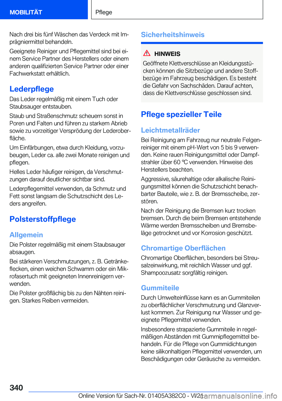 BMW Z4 2022  Betriebsanleitungen (in German) �N�a�c�h��d�r�e�i��b�i�s��f�