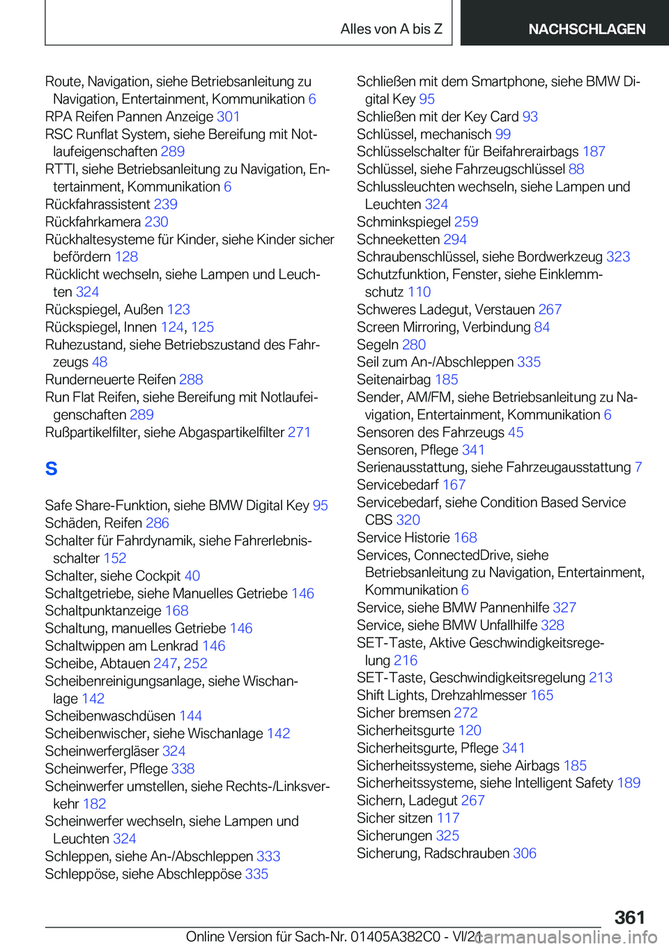 BMW Z4 2022  Betriebsanleitungen (in German) �R�o�u�t�e�,��N�a�v�i�g�a�t�i�o�n�,��s�i�e�h�e��B�e�t�r�i�e�b�s�a�n�l�e�i�t�u�n�g��z�u�N�a�v�i�g�a�t�i�o�n�,��E�n�t�e�r�t�a�i�n�m�e�n�t�,��K�o�m�m�u�n�i�k�a�t�i�o�n� �6�
�R�P�A��R�e�i�f�e�n�