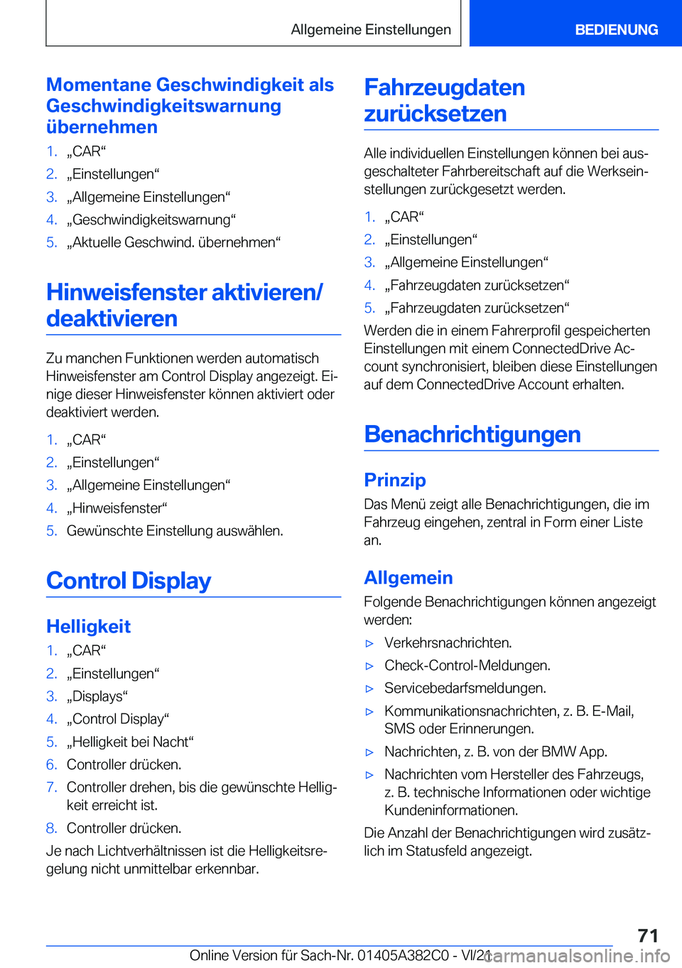 BMW Z4 2022  Betriebsanleitungen (in German) �M�o�m�e�n�t�a�n�e��G�e�s�c�h�w�i�n�d�i�g�k�e�i�t��a�l�s
�G�e�s�c�h�w�i�n�d�i�g�k�e�i�t�s�w�a�r�n�u�n�g
�