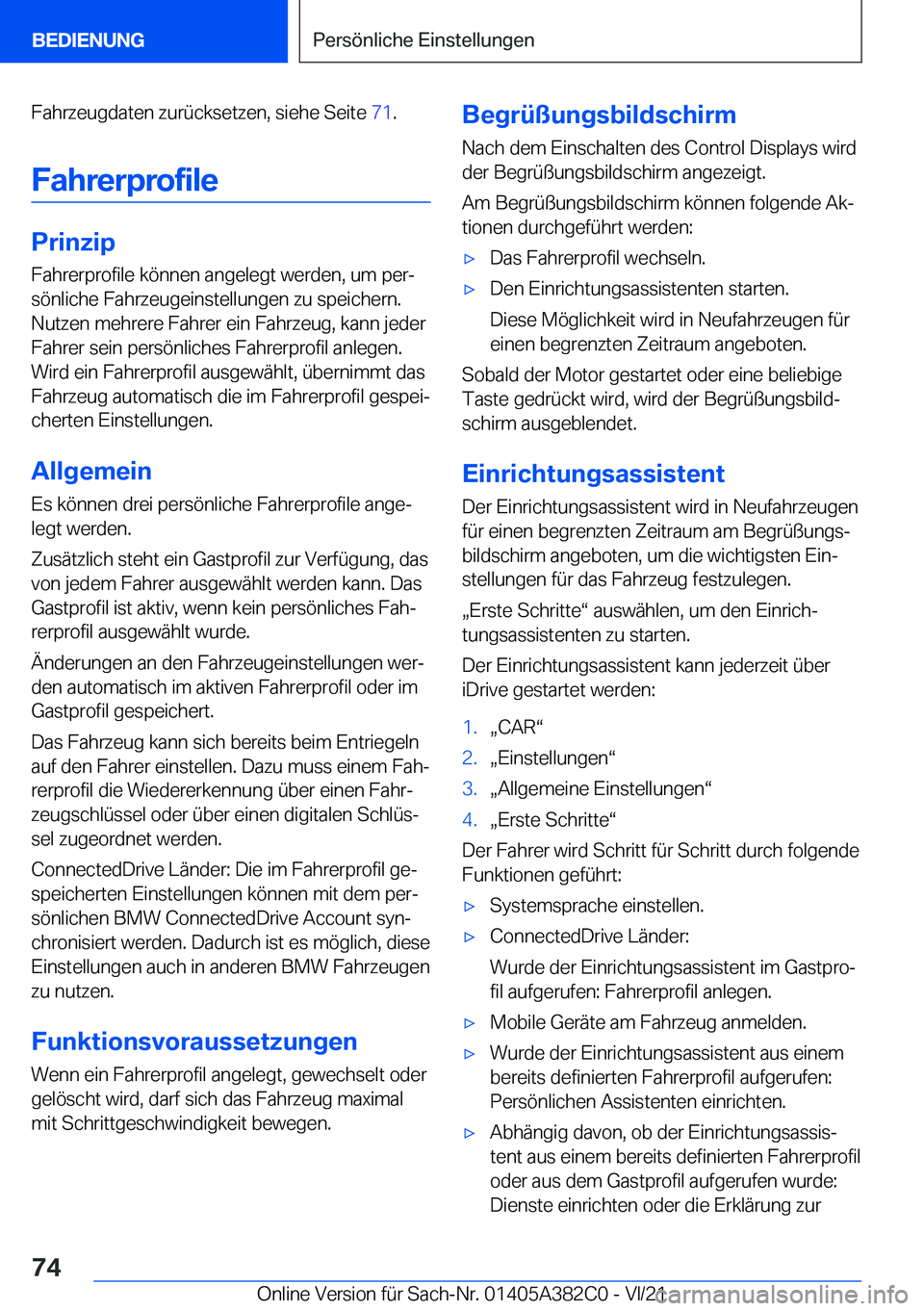 BMW Z4 2022  Betriebsanleitungen (in German) �F�a�h�r�z�e�u�g�d�a�t�e�n��z�u�r�