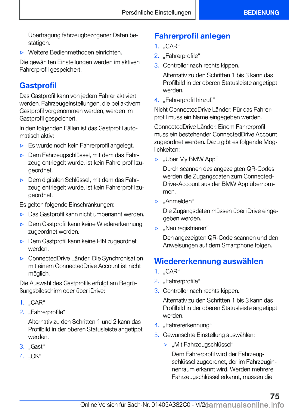 BMW Z4 2022  Betriebsanleitungen (in German) �