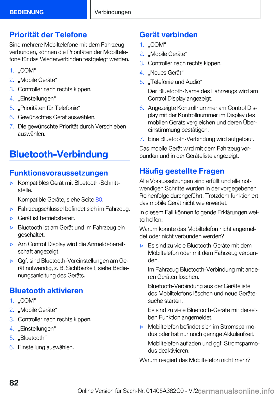 BMW Z4 2022  Betriebsanleitungen (in German) �P�r�i�o�r�i�t�