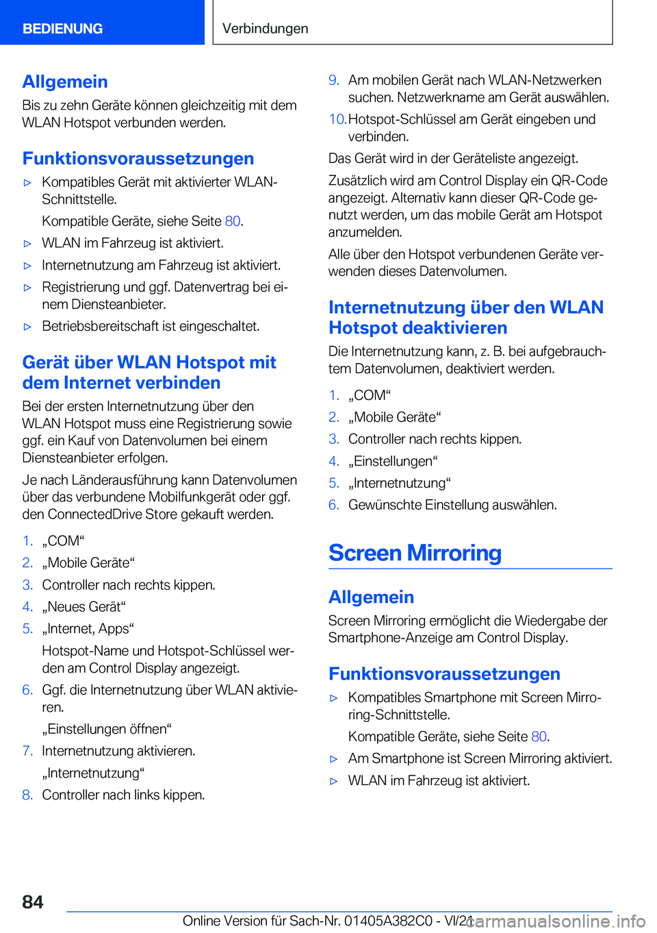 BMW Z4 2022  Betriebsanleitungen (in German) �A�l�l�g�e�m�e�i�n
�B�i�s��z�u��z�e�h�n��G�e�r�