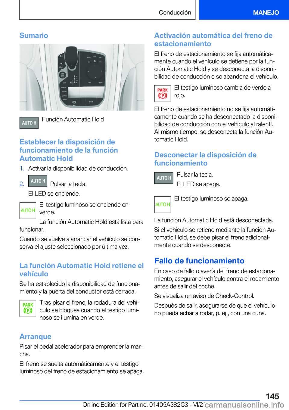 BMW Z4 2022  Manuales de Empleo (in Spanish) �S�u�m�a�r�i�o
�F�u�n�c�i�