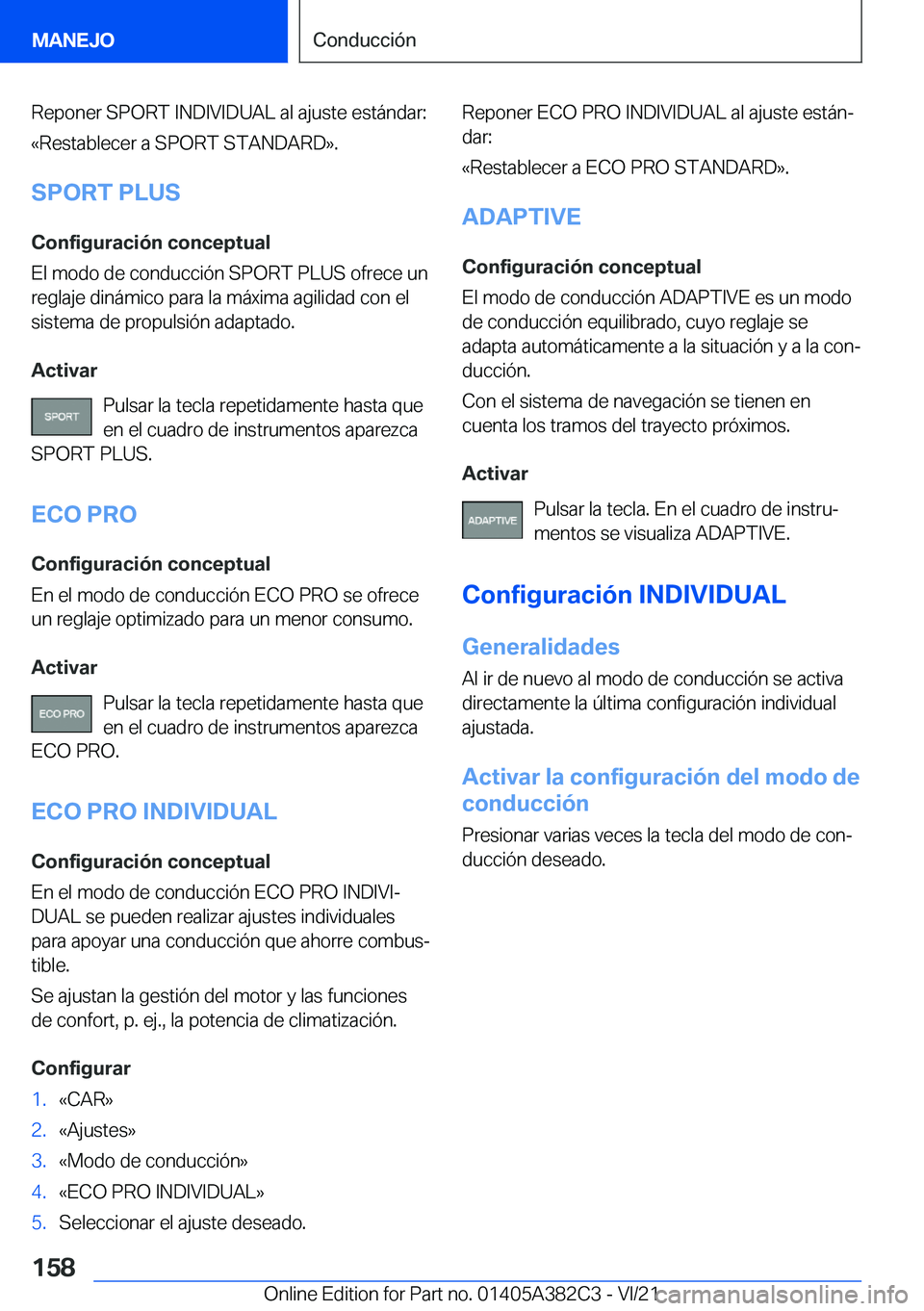 BMW Z4 2022  Manuales de Empleo (in Spanish) �R�e�p�o�n�e�r��S�P�O�R�T��I�N�D�I�V�I�D�U�A�L��a�l��a�j�u�s�t�e��e�s�t�