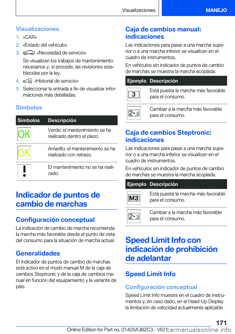 BMW Z4 2022  Manuales de Empleo (in Spanish) �V�i�s�u�a�l�i�z�a�c�i�o�n�e�s�1�.�«�C�A�R�{�2�.�«�E�s�t�a�d�o��d�e�l��v�e�h�