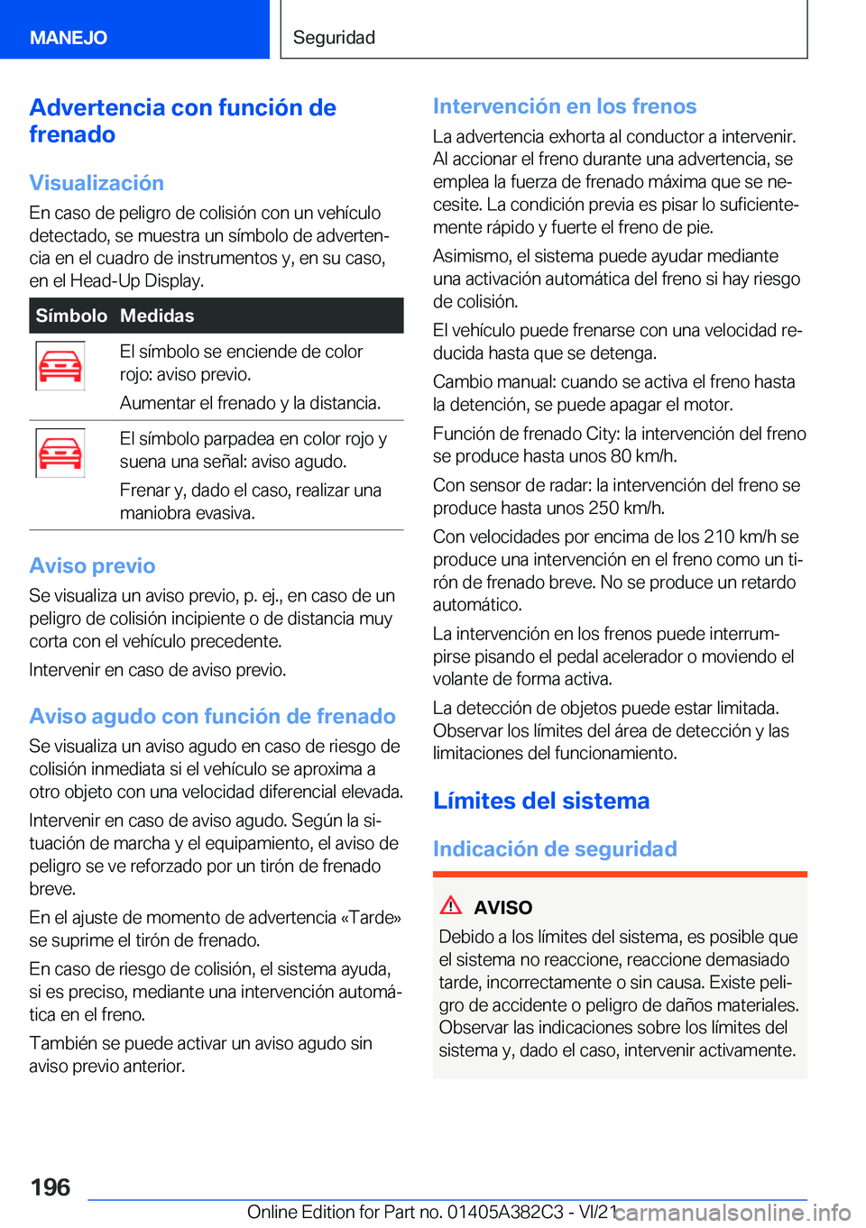 BMW Z4 2022  Manuales de Empleo (in Spanish) �A�d�v�e�r�t�e�n�c�i�a��c�o�n��f�u�n�c�i�