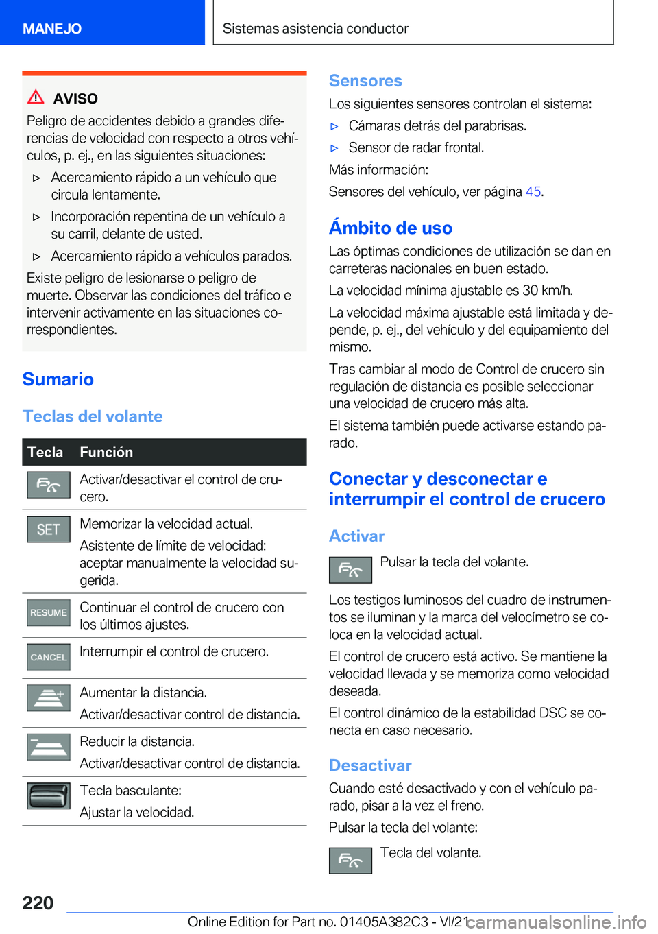 BMW Z4 2022  Manuales de Empleo (in Spanish) �A�V�I�S�O
�P�e�l�i�g�r�o��d�e��a�c�c�i�d�e�n�t�e�s��d�e�b�i�d�o��a��g�r�a�n�d�e�s��d�i�f�eª
�r�e�n�c�i�a�s��d�e��v�e�l�o�c�i�d�a�d��c�o�n��r�e�s�p�e�c�t�o��a��o�t�r�o�s��v�e�h�