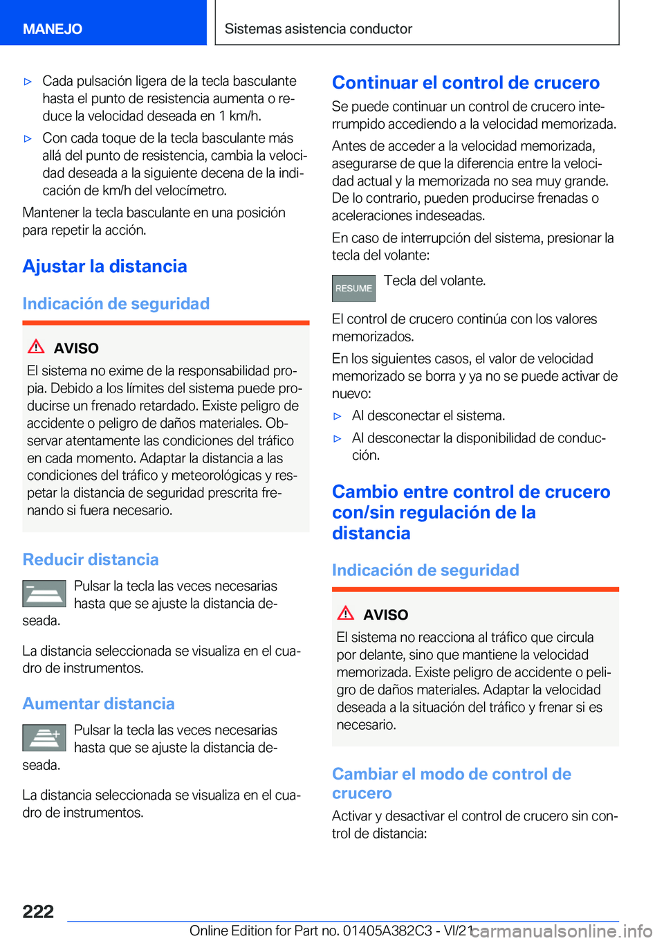 BMW Z4 2022  Manuales de Empleo (in Spanish) x�C�a�d�a��p�u�l�s�a�c�i�