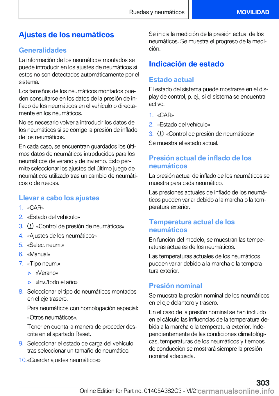 BMW Z4 2022  Manuales de Empleo (in Spanish) �A�j�u�s�t�e�s��d�e��l�o�s��n�e�u�m�