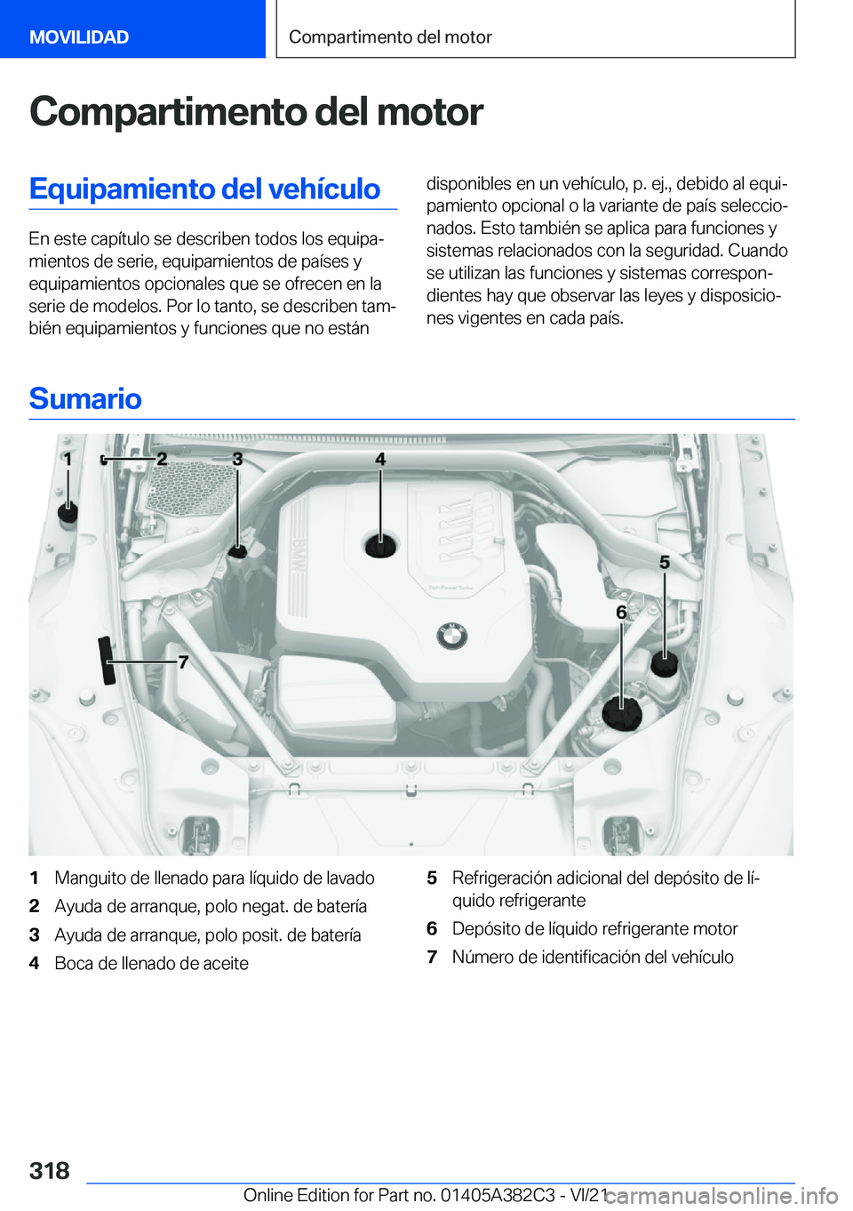 BMW Z4 2022  Manuales de Empleo (in Spanish) �C�o�m�p�a�r�t�i�m�e�n�t�o��d�e�l��m�o�t�o�r�E�q�u�i�p�a�m�i�e�n�t�o��d�e�l��v�e�h�