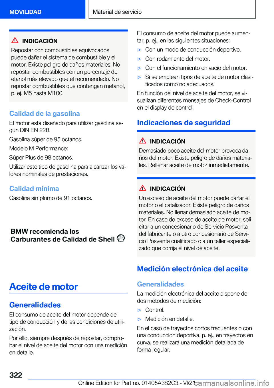 BMW Z4 2022  Manuales de Empleo (in Spanish) �I�N�D�I�C�A�C�I�