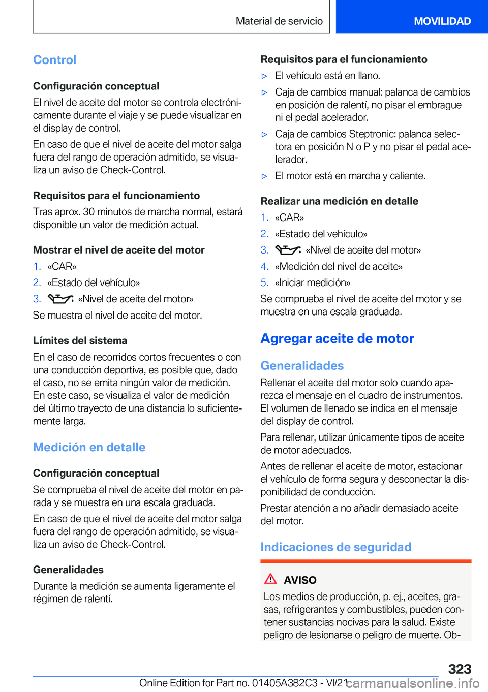 BMW Z4 2022  Manuales de Empleo (in Spanish) �C�o�n�t�r�o�l�C�o�n�f�i�g�u�r�a�c�i�