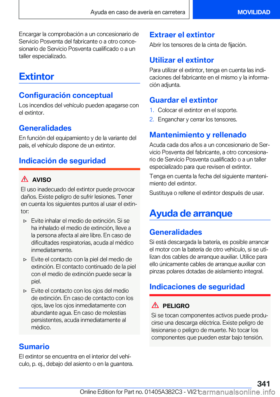 BMW Z4 2022  Manuales de Empleo (in Spanish) �E�n�c�a�r�g�a�r��l�a��c�o�m�p�r�o�b�a�c�i�