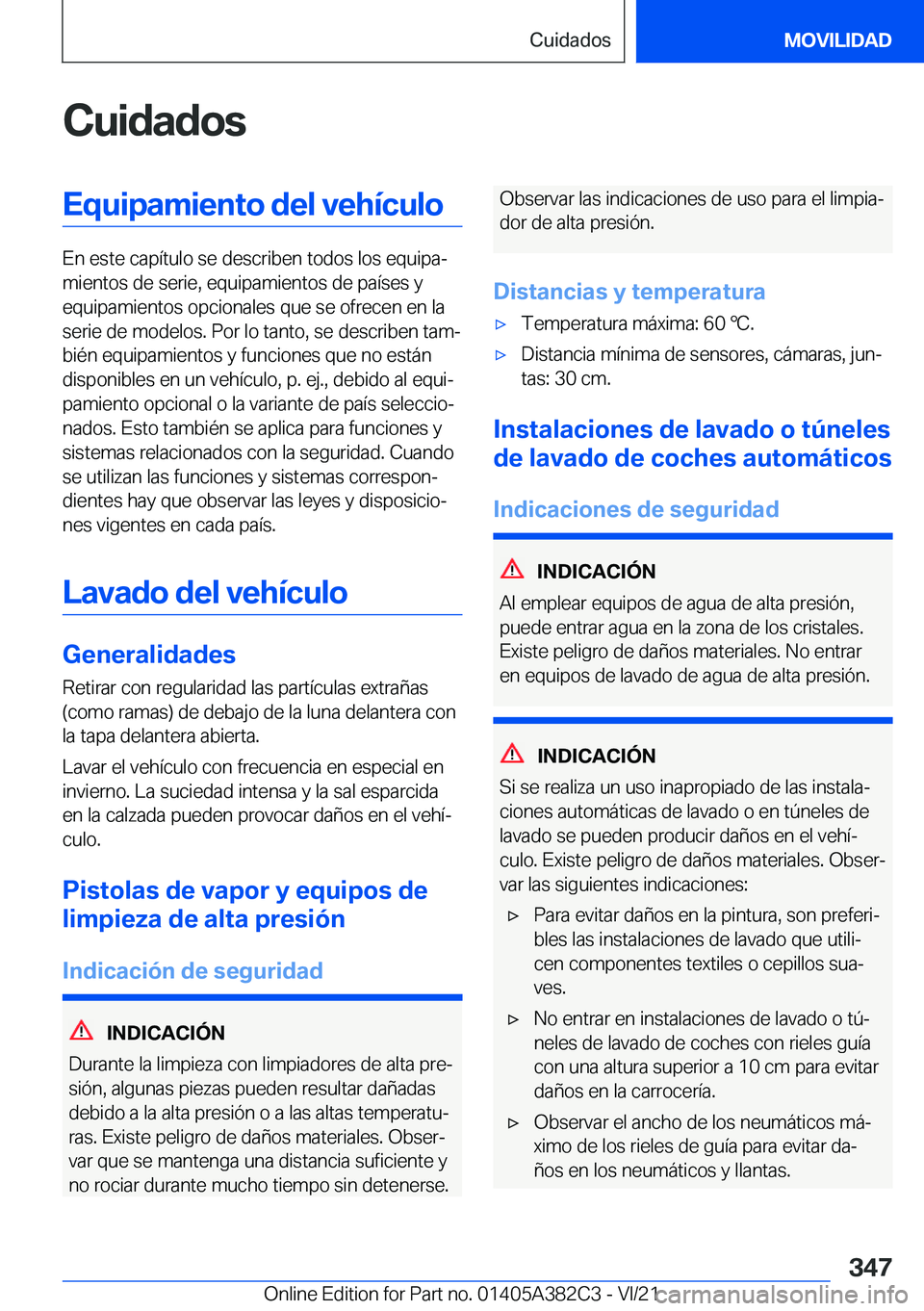 BMW Z4 2022  Manuales de Empleo (in Spanish) �C�u�i�d�a�d�o�s�E�q�u�i�p�a�m�i�e�n�t�o��d�e�l��v�e�h�