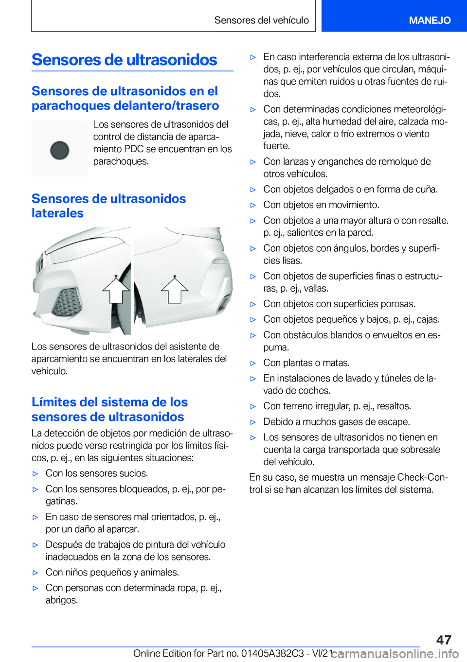 BMW Z4 2022  Manuales de Empleo (in Spanish) �S�e�n�s�o�r�e�s��d�e��u�l�t�r�a�s�o�n�i�d�o�s
�S�e�n�s�o�r�e�s��d�e��u�l�t�r�a�s�o�n�i�d�o�s��e�n��e�l
�p�a�r�a�c�h�o�q�u�e�s��d�e�l�a�n�t�e�r�o�/�t�r�a�s�e�r�o
�L�o�s��s�e�n�s�o�r�e�s��d�e�
