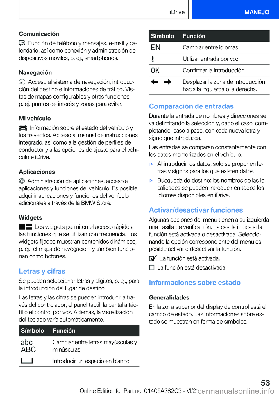BMW Z4 2022  Manuales de Empleo (in Spanish) �C�o�m�u�n�i�c�a�c�i�