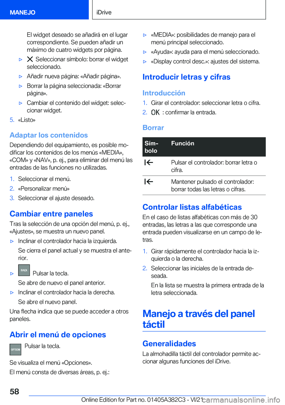 BMW Z4 2022  Manuales de Empleo (in Spanish) �E�l��w�i�d�g�e�t��d�e�s�e�a�d�o��s�e��a�
