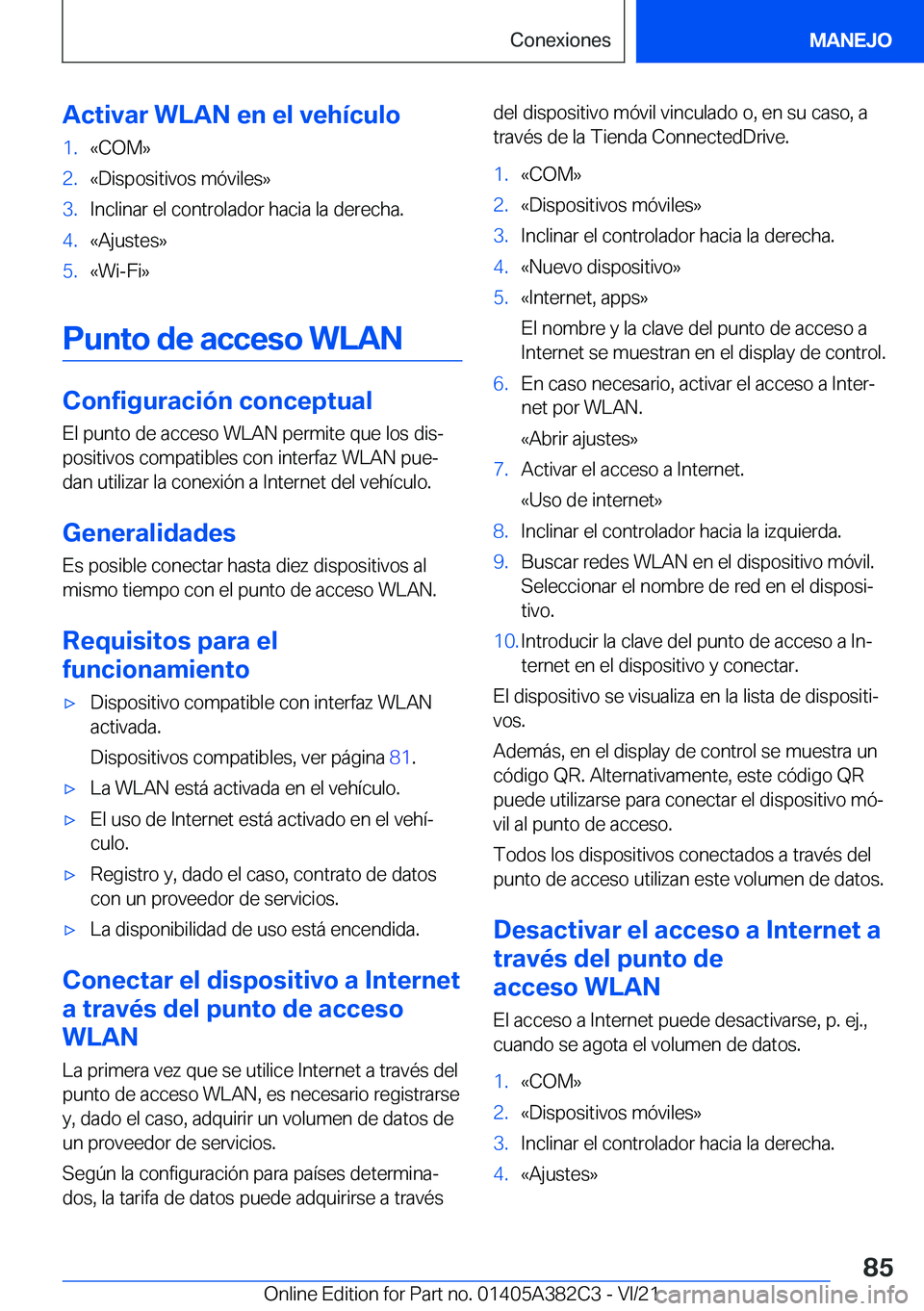 BMW Z4 2022  Manuales de Empleo (in Spanish) �A�c�t�i�v�a�r��W�L�A�N��e�n��e�l��v�e�h�