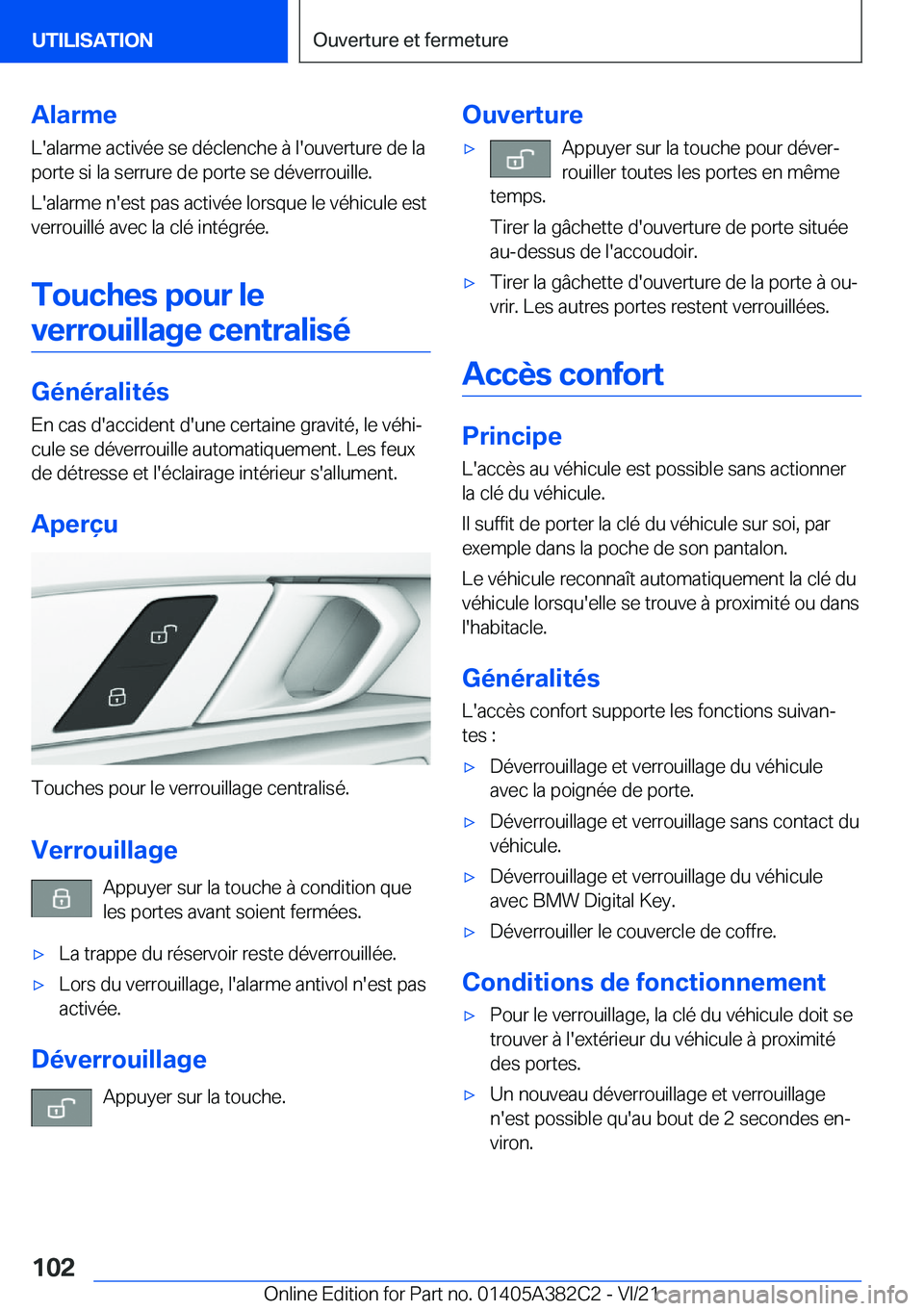 BMW Z4 2022  Notices Demploi (in French) �A�l�a�r�m�e�L�'�a�l�a�r�m�e��a�c�t�i�v�é�e��s�e��d�é�c�l�e�n�c�h�e��