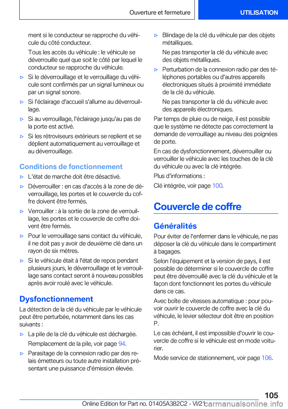 BMW Z4 2022  Notices Demploi (in French) �m�e�n�t��s�i��l�e��c�o�n�d�u�c�t�e�u�r��s�e��r�a�p�p�r�o�c�h�e��d�u��v�é�h�ij�c�u�l�e��d�u��c�