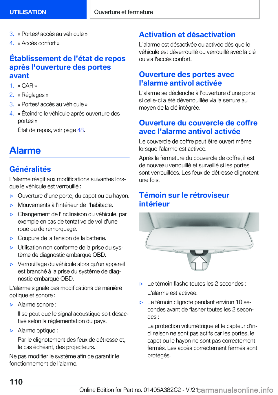 BMW Z4 2022  Notices Demploi (in French) �3�.�k��P�o�r�t�e�s�/��a�c�c�è�s��a�u��v�é�h�i�c�u�l�e��{�4�.�k��A�c�c�è�s��c�o�n�f�o�r�t��{
�