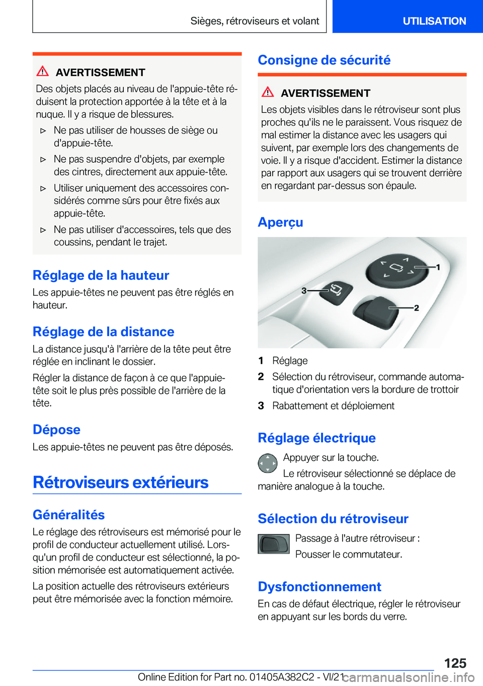BMW Z4 2022  Notices Demploi (in French) �A�V�E�R�T�I�S�S�E�M�E�N�T
�D�e�s��o�b�j�e�t�s��p�l�a�c�é�s��a�u��n�i�v�e�a�u��d�e��l�'�a�p�p�u�i�e�-�t�ê�t�e��r�éj �d�u�i�s�e�n�t��l�a��p�r�o�t�e�c�t�i�o�n��a�p�p�o�r�t�é�e��