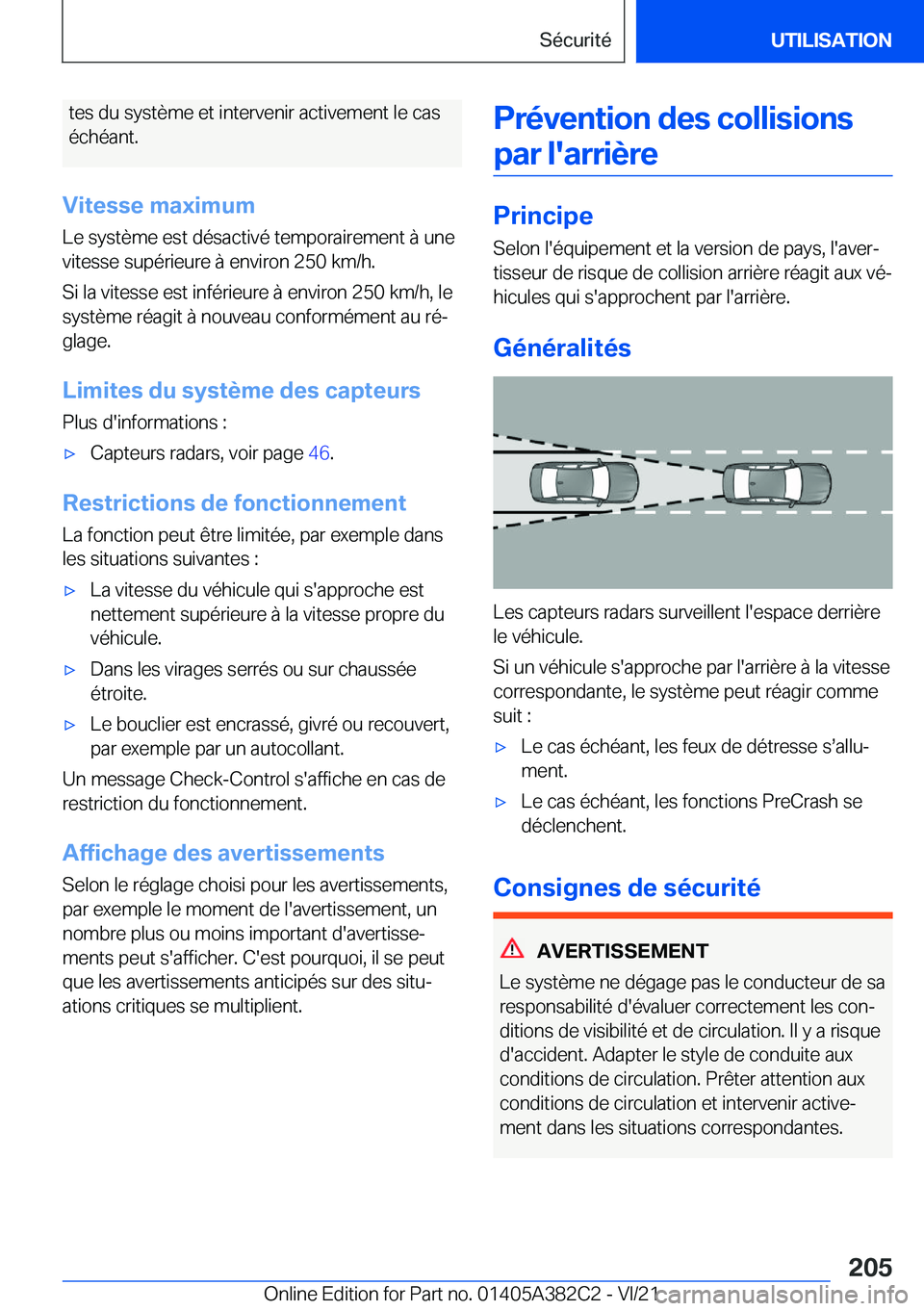 BMW Z4 2022  Notices Demploi (in French) �t�e�s��d�u��s�y�s�t�è�m�e��e�t��i�n�t�e�r�v�e�n�i�r��a�c�t�i�v�e�m�e�n�t��l�e��c�a�s�é�c�h�é�a�n�t�.
�V�i�t�e�s�s�e��m�a�x�i�m�u�m �L�e��s�y�s�t�è�m�e��e�s�t��d�é�s�a�c�t�i�v�é��t�e