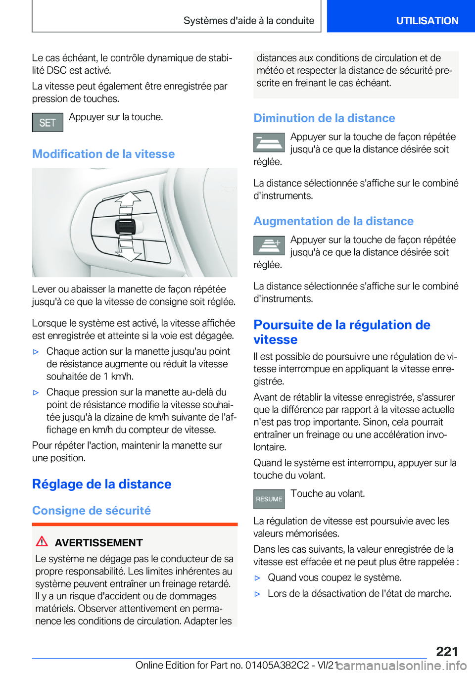 BMW Z4 2022  Notices Demploi (in French) �L�e��c�a�s��é�c�h�é�a�n�t�,��l�e��c�o�n�t�r�
