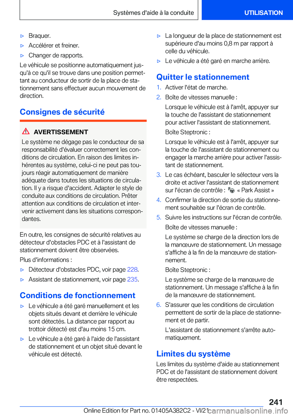 BMW Z4 2022  Notices Demploi (in French) 'x�B�r�a�q�u�e�r�.'x�A�c�c�é�l�é�r�e�r��e�t��f�r�e�i�n�e�r�.'x�C�h�a�n�g�e�r��d�e��r�a�p�p�o�r�t�s�.
�L�e��v�é�h�i�c�u�l�e��s�e��p�o�s�i�t�i�o�n�n�e��a�u�t�o�m�a�t�i�q�u�e�m�e�n
