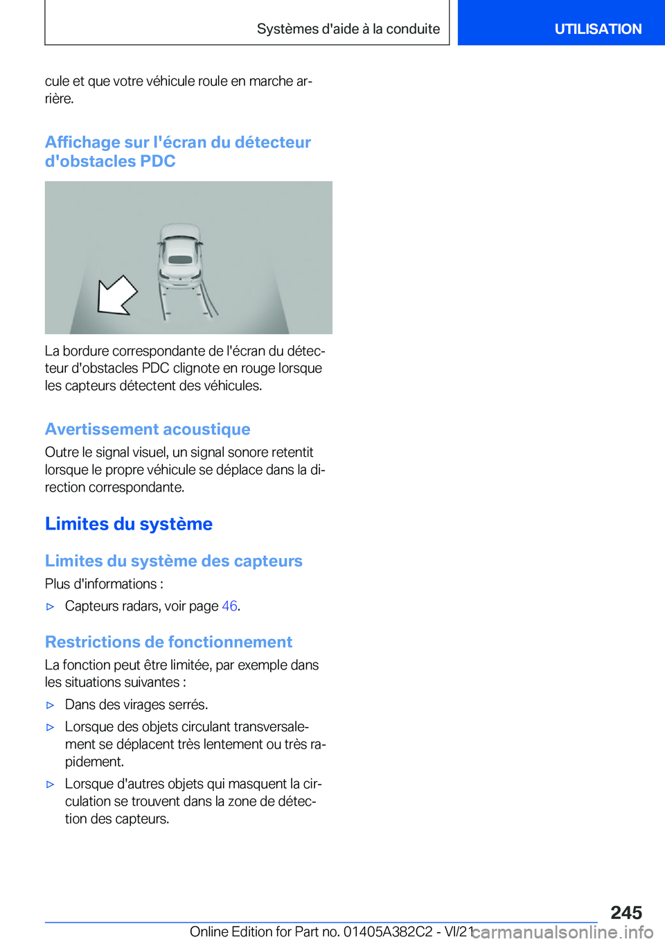 BMW Z4 2022  Notices Demploi (in French) �c�u�l�e��e�t��q�u�e��v�o�t�r�e��v�é�h�i�c�u�l�e��r�o�u�l�e��e�n��m�a�r�c�h�e��a�rj
�r�i�è�r�e�.
�A�f�f�i�c�h�a�g�e��s�u�r��l�'�é�c�r�a�n��d�u��d�é�t�e�c�t�e�u�r�d�'�o�b�s�t�a