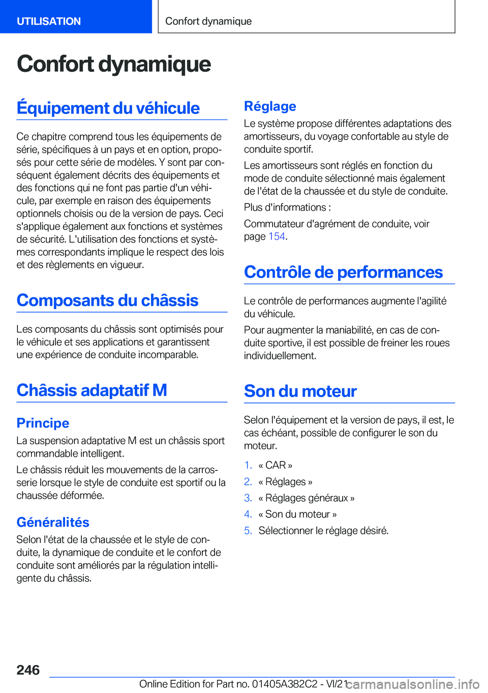 BMW Z4 2022  Notices Demploi (in French) �C�o�n�f�o�r�t��d�y�n�a�m�i�q�u�e�