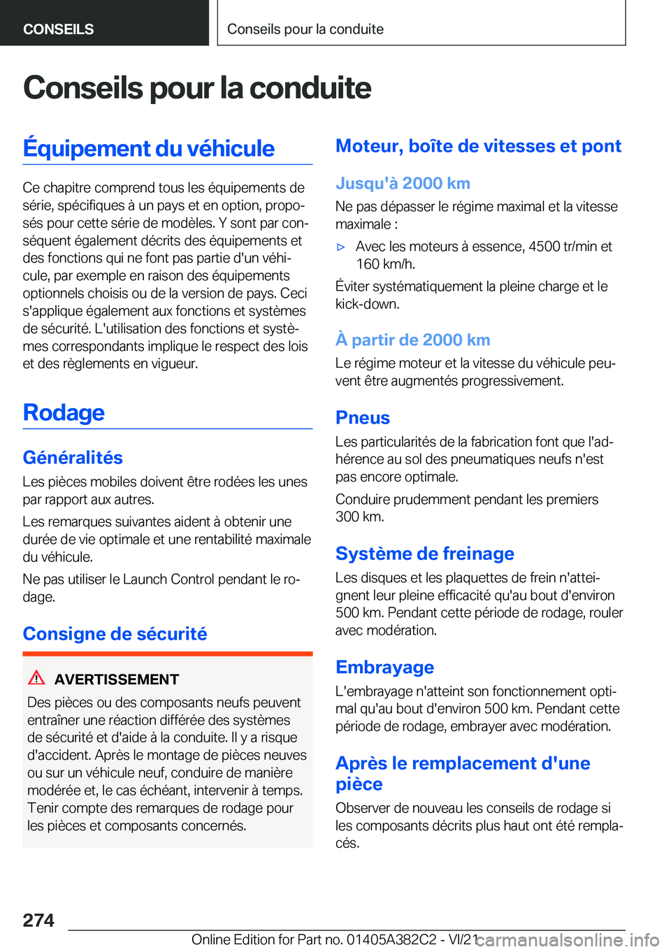 BMW Z4 2022  Notices Demploi (in French) �C�o�n�s�e�i�l�s��p�o�u�r��l�a��c�o�n�d�u�i�t�e�