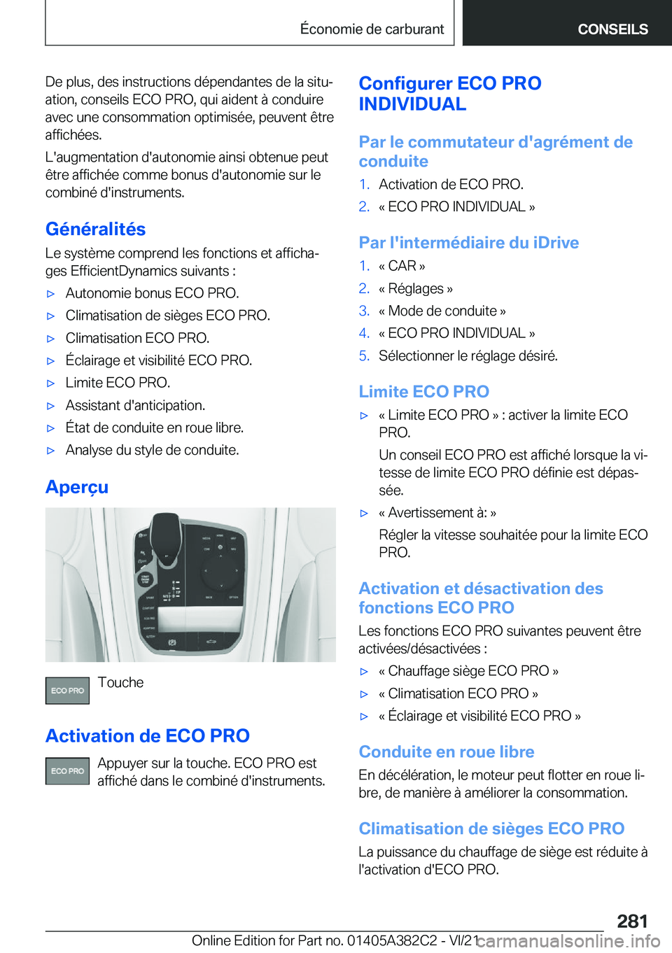 BMW Z4 2022  Notices Demploi (in French) �D�e��p�l�u�s�,��d�e�s��i�n�s�t�r�u�c�t�i�o�n�s��d�é�p�e�n�d�a�n�t�e�s��d�e��l�a��s�i�t�uj�a�t�i�o�n�,��c�o�n�s�e�i�l�s��E�C�O��P�R�O�,��q�u�i��a�i�d�e�n�t��