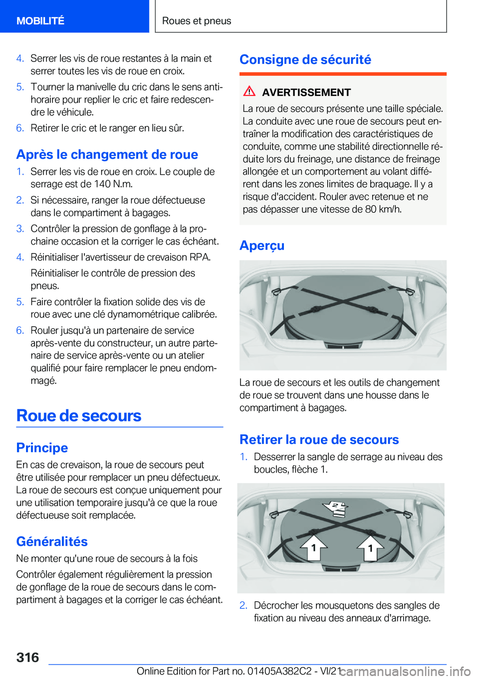 BMW Z4 2022  Notices Demploi (in French) �4�.�S�e�r�r�e�r��l�e�s��v�i�s��d�e��r�o�u�e��r�e�s�t�a�n�t�e�s��