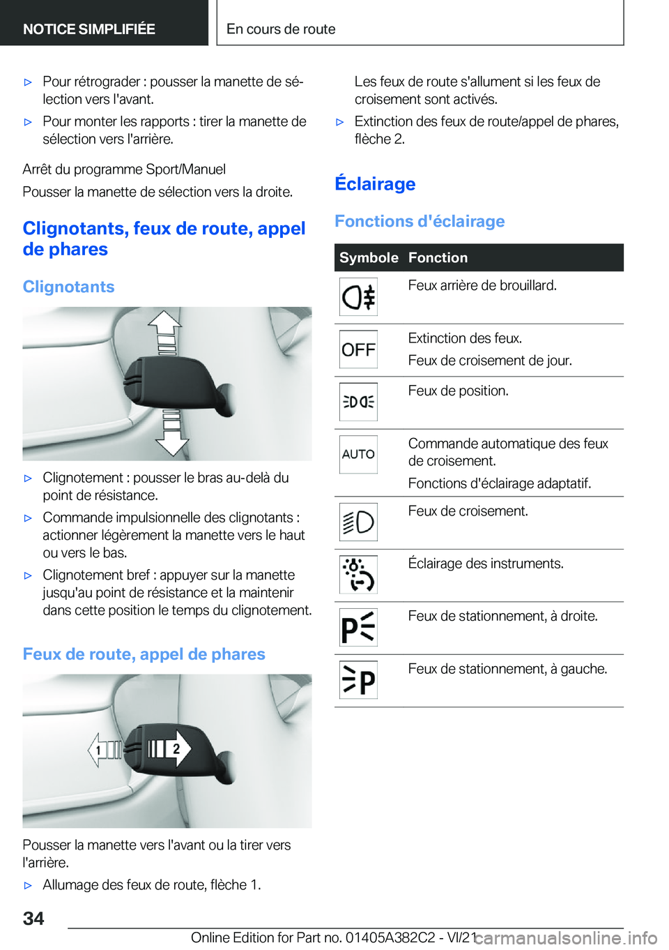 BMW Z4 2022  Notices Demploi (in French) 'x�P�o�u�r��r�é�t�r�o�g�r�a�d�e�r��:��p�o�u�s�s�e�r��l�a��m�a�n�e�t�t�e��d�e��s�éj�l�e�c�t�i�o�n��v�e�r�s��l�'�a�v�a�n�t�.'x�P�o�u�r��m�o�n�t�e�r��l�e�s��r�a�p�p�o�r�t�s��: