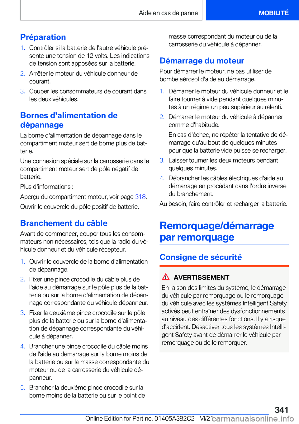 BMW Z4 2022  Notices Demploi (in French) �P�r�é�p�a�r�a�t�i�o�n�1�.�C�o�n�t�r�