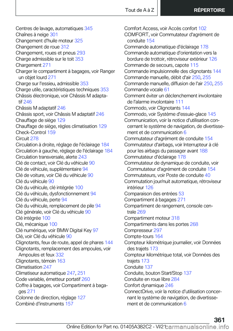 BMW Z4 2022  Notices Demploi (in French) �C�e�n�t�r�e�s��d�e��l�a�v�a�g�e�,��a�u�t�o�m�a�t�i�q�u�e�s��3�4�5�
�C�h�a�