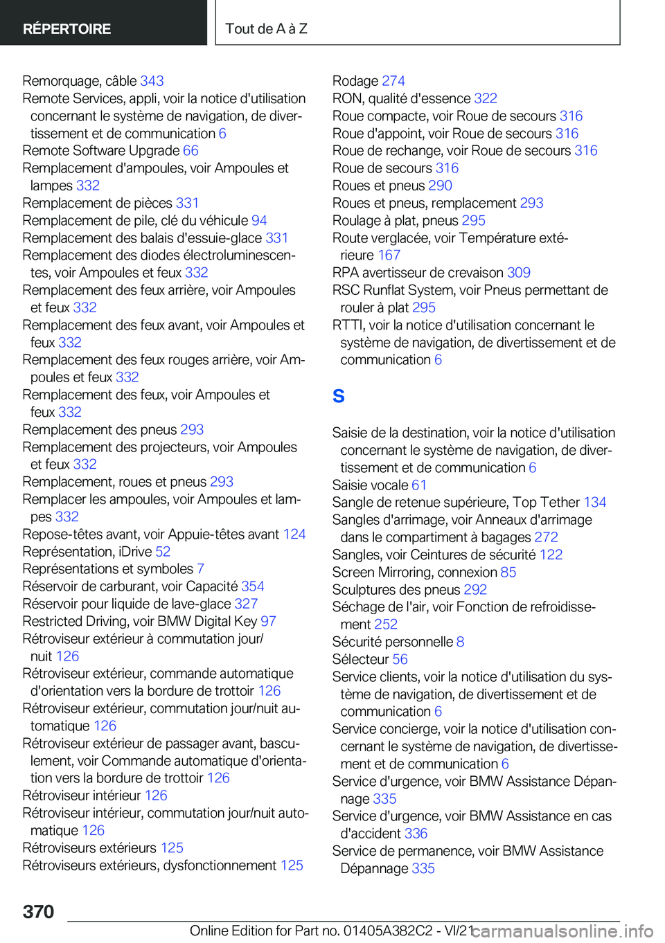 BMW Z4 2022  Notices Demploi (in French) �R�e�m�o�r�q�u�a�g�e�,��c�