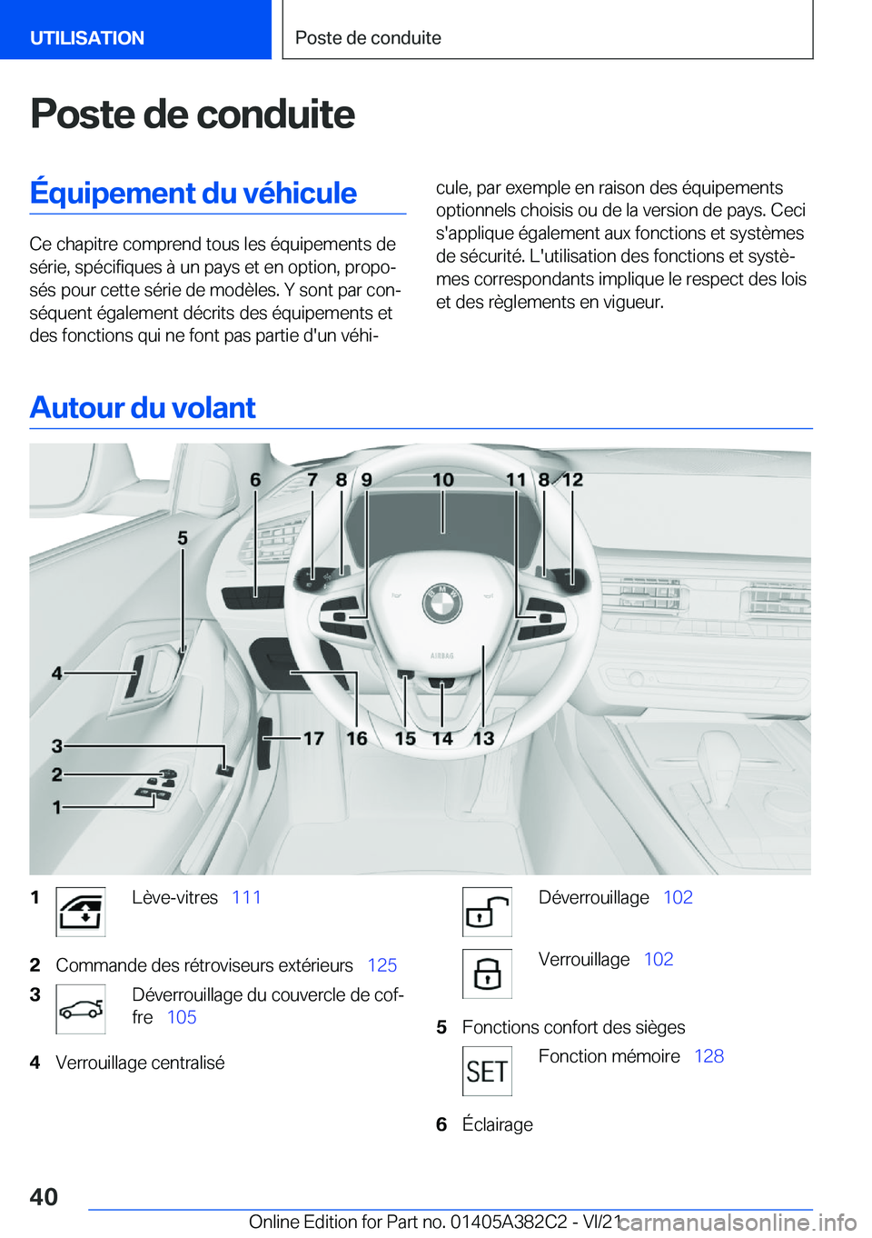 BMW Z4 2022  Notices Demploi (in French) �P�o�s�t�e��d�e��c�o�n�d�u�i�t�e�