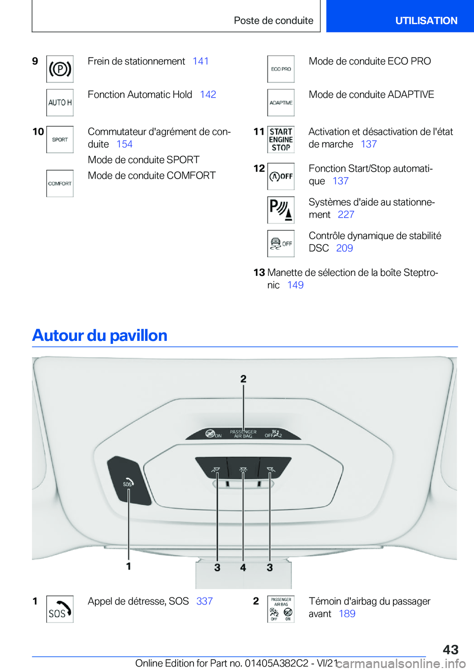 BMW Z4 2022  Notices Demploi (in French) �9�F�r�e�i�n��d�e��s�t�a�t�i�o�n�n�e�m�e�n�t\_�1�4�1�F�o�n�c�t�i�o�n��A�u�t�o�m�a�t�i�c��H�o�l�d\_ �1�4�2�1�0�C�o�m�m�u�t�a�t�e�u�r��d�'�a�g�r�é�m�e�n�t��d�e��c�o�nj
�d�u�i�t�e\_ �1
