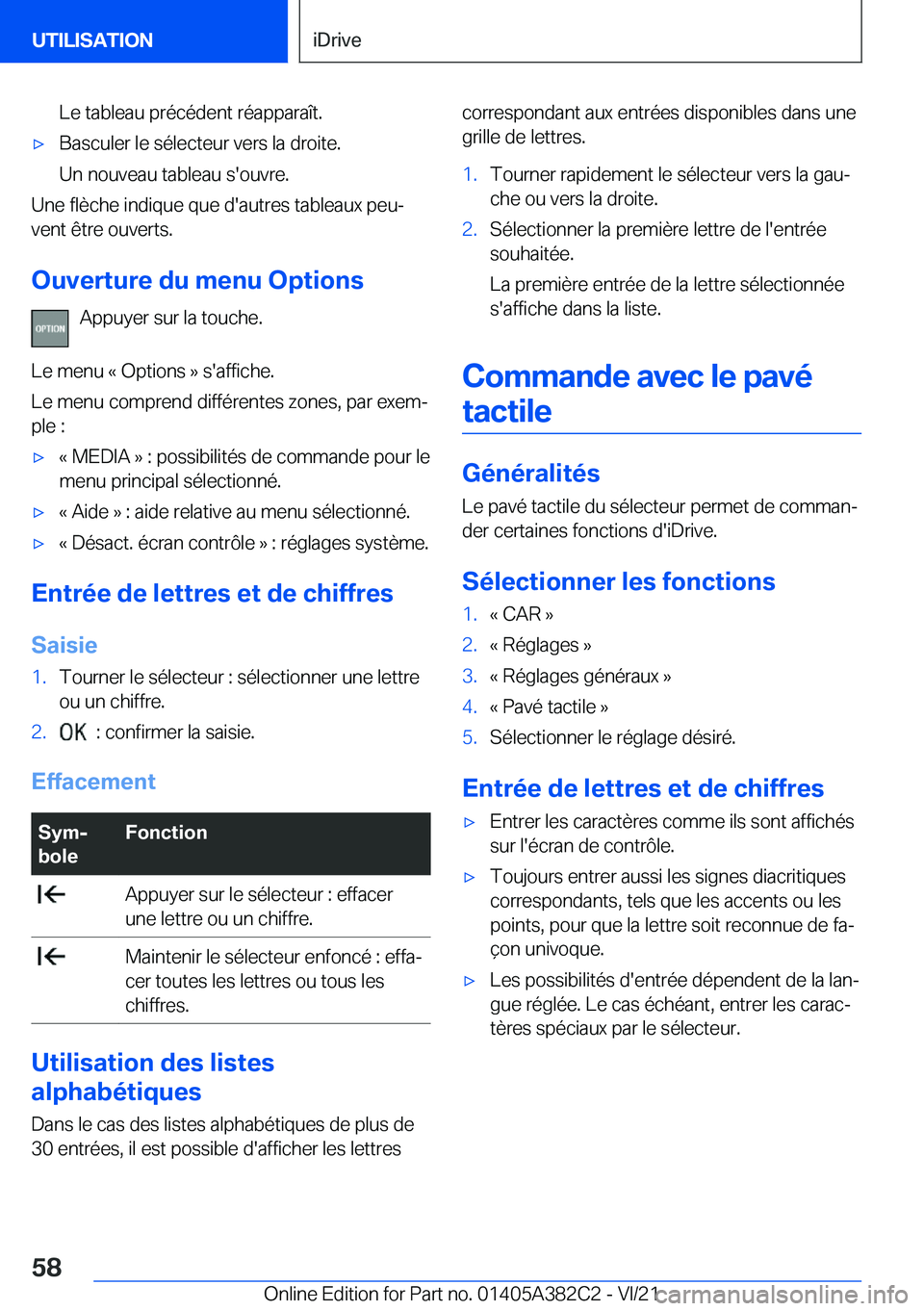 BMW Z4 2022  Notices Demploi (in French) �L�e��t�a�b�l�e�a�u��p�r�é�c�é�d�e�n�t��r�é�a�p�p�a�r�a�