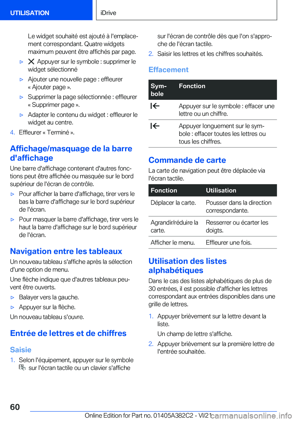 BMW Z4 2022  Notices Demploi (in French) �L�e��w�i�d�g�e�t��s�o�u�h�a�i�t�é��e�s�t��a�j�o�u�t�é��