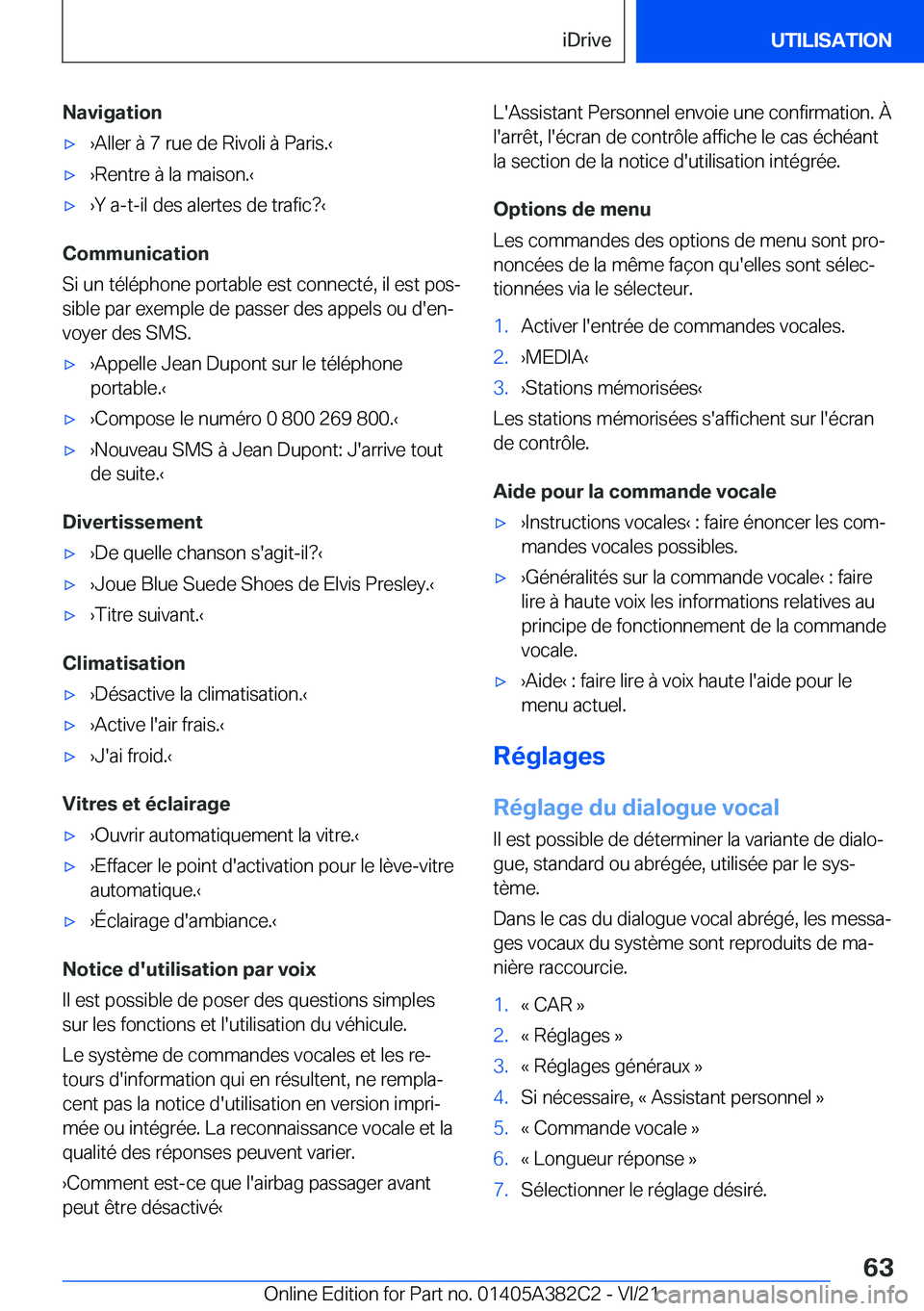 BMW Z4 2022  Notices Demploi (in French) �N�a�v�i�g�a�t�i�o�n'x
