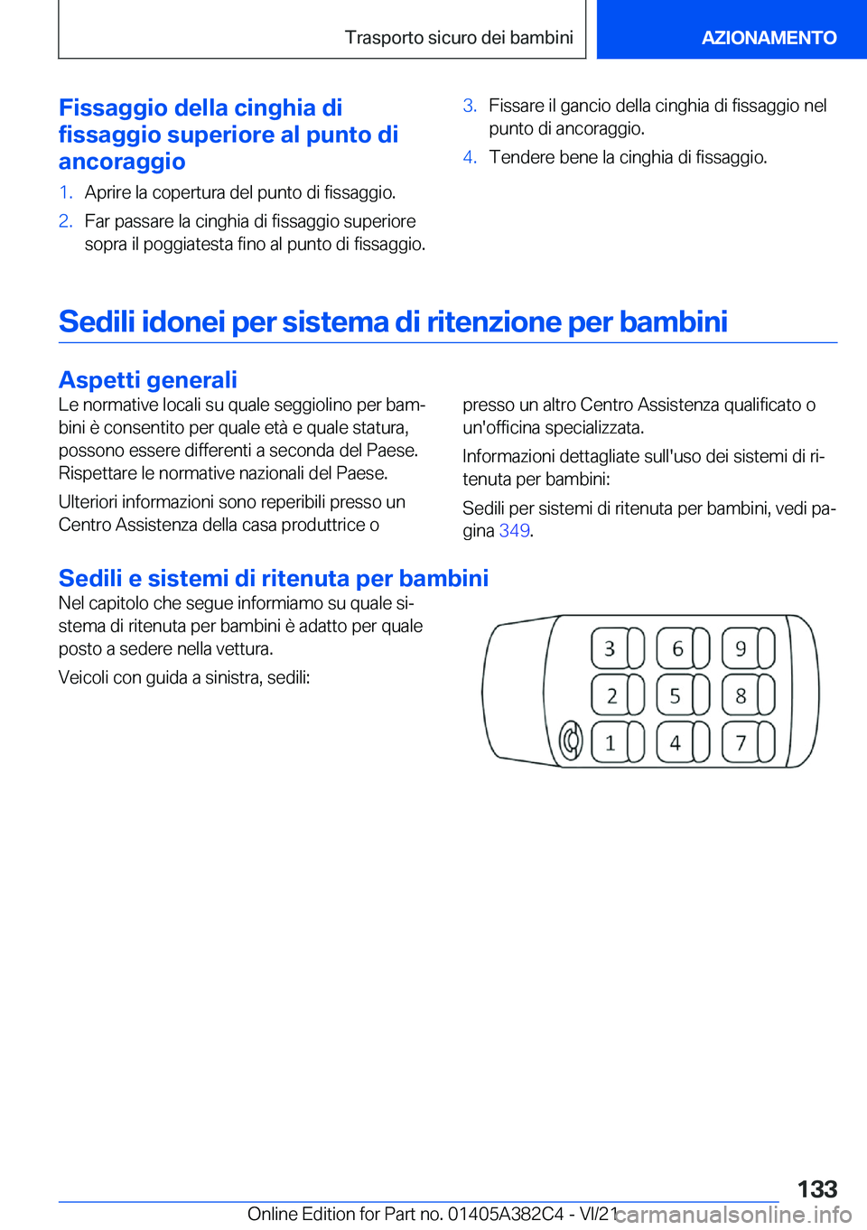 BMW Z4 2022  Libretti Di Uso E manutenzione (in Italian) �F�i�s�s�a�g�g�i�o��d�e�l�l�a��c�i�n�g�h�i�a��d�i
�f�i�s�s�a�g�g�i�o��s�u�p�e�r�i�o�r�e��a�l��p�u�n�t�o��d�i
�a�n�c�o�r�a�g�g�i�o�1�.�A�p�r�i�r�e��l�a��c�o�p�e�r�t�u�r�a��d�e�l��p�u�n�t�o�