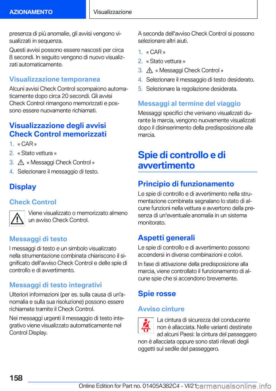 BMW Z4 2022  Libretti Di Uso E manutenzione (in Italian) �p�r�e�s�e�n�z�a��d�i��p�i�