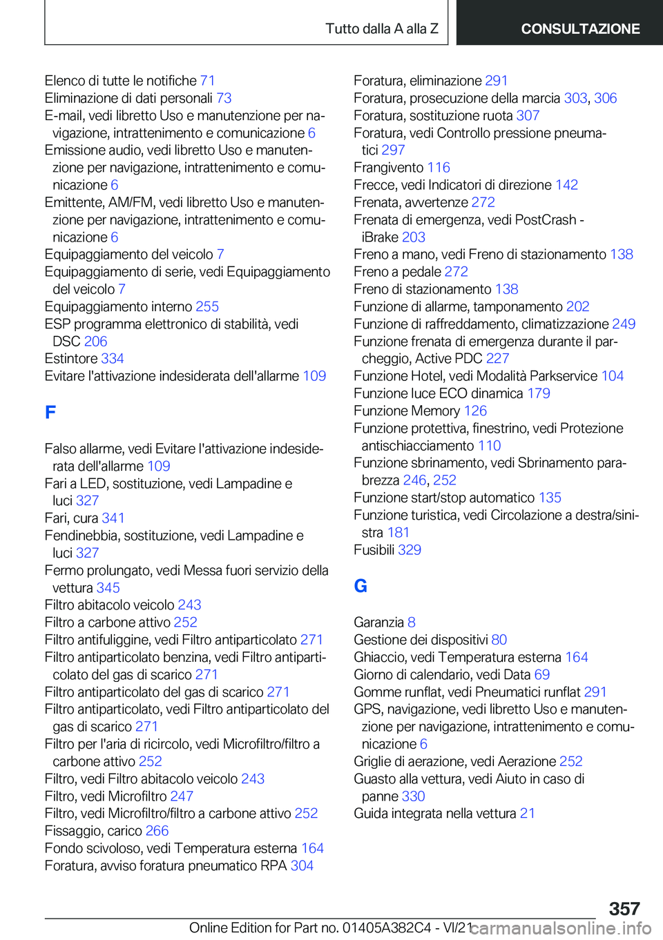 BMW Z4 2022  Libretti Di Uso E manutenzione (in Italian) �E�l�e�n�c�o��d�i��t�u�t�t�e��l�e��n�o�t�i�f�i�c�h�e��7�1�
�E�l�i�m�i�n�a�z�i�o�n�e��d�i��d�a�t�i��p�e�r�s�o�n�a�l�i� �7�3�
�E�-�m�a�i�l�,��v�e�d�i��l�i�b�r�e�t�t�o��U�s�o��e��m�a�n�u�